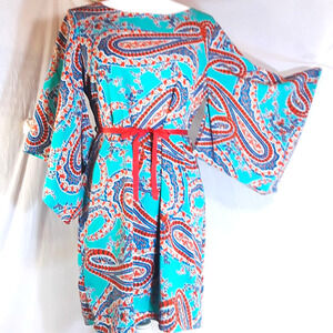 Alya Kimono Sleeve Paisley Dress  Size Small